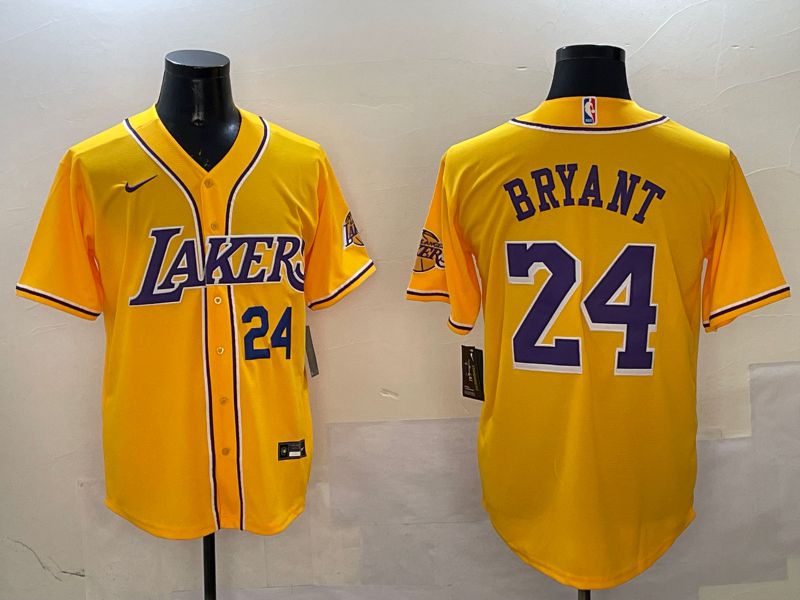 Men Los Angeles Lakers #24 Bryant Yellow Joint Name Nike 2025 NBA Jersey style 5->los angeles lakers->NBA Jersey